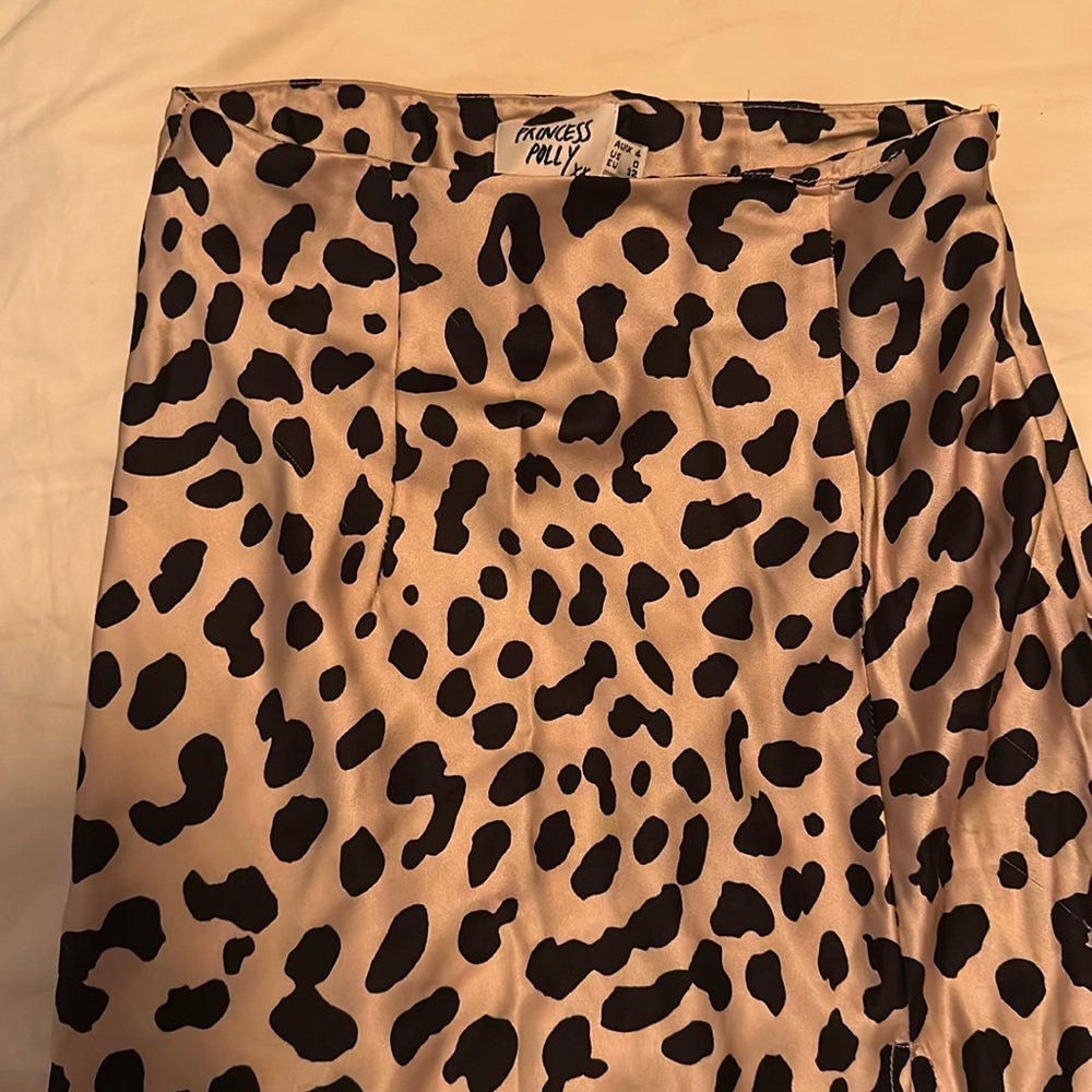 Princess Polly Leopard Satin Midi Skirt